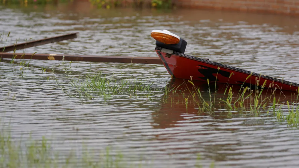 A view of a road flooded after heavy rains in Detroit, Michigan, U.S., August 24, 2023. REUTERS/Dieu-Nalio Chery