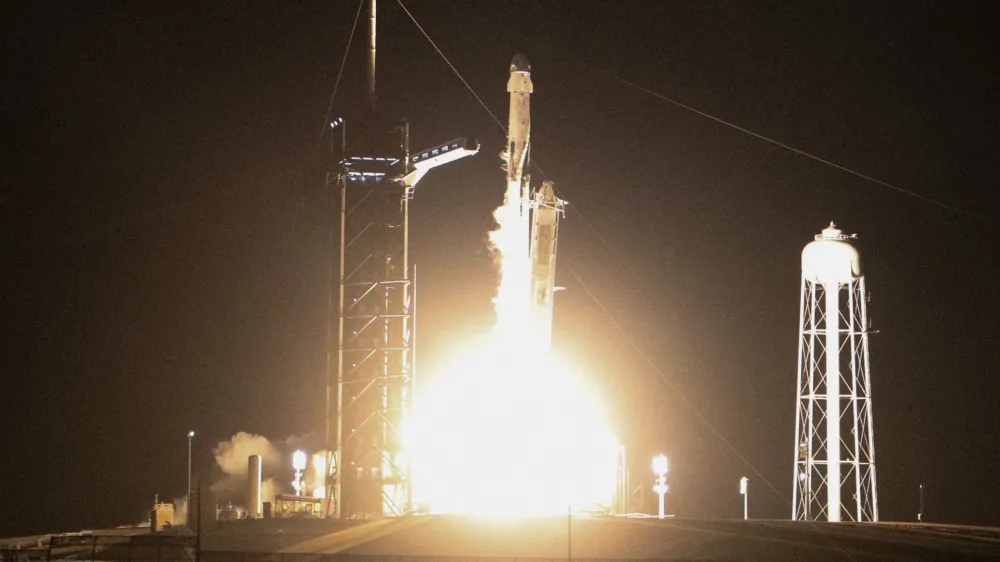 A Falcon 9 rocket lifts off on NASA's SpaceX Crew-7 mission, taking four crew members to the International Space Station (ISS), from the Kennedy Space Center in Cape Canaveral, Florida, U.S., August 26, 2023. REUTERS/Joe Skipper