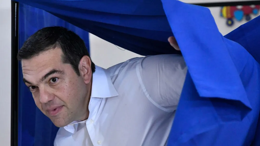 ﻿07 July 2019, Greece, Athens: Greek Prime Minister and leader of the Syriza party Alexis Tsipras casts his ballot at a polling station during the parliamentary elections. Photo: Eurokinissi/Eurokinissi/dpa
