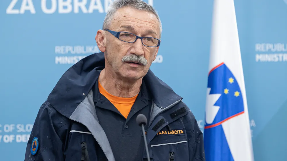 Ljubljana, Mors.<br>Izjava za javnost, na kateri so premier Robert Golob, obrambni minister Marjan Sarec, poveljnik Civilne zascite Srecko Sestan in hidrolog Janez Polajnar z agencije za okolje predstavili razmere po Sloveniji ob poplavah.