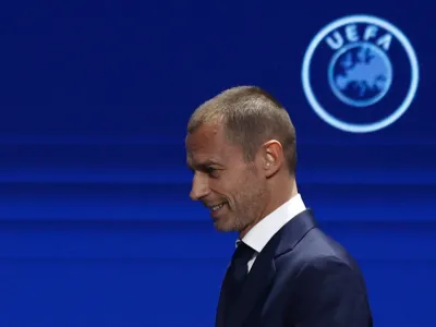 Soccer Football - UEFA Congress - Lisbon Congress Centre, Lisbon, Portugal - April 5, 2023 President of UEFA Aleksander Ceferin arrives for UEFA Congress REUTERS/Pedro Nunes