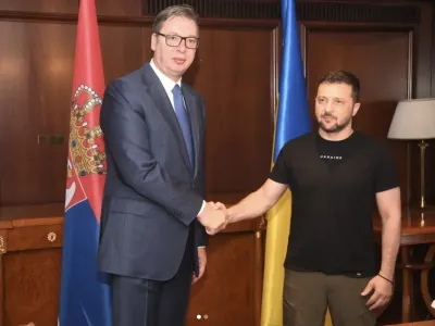 Aleksandar Vučić (levo) v družbi ukrajinskega predsednika Volodmirja Zelenskega. F instagram