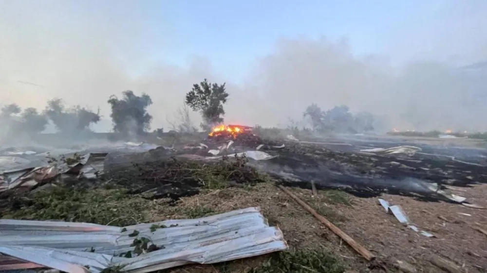 A view of damage at a site that was hit amid Russian drone attacks, at a location given as Odesa region, Ukraine in this handout image released September 4, 2023. Ukraine's Operational Command 'South'/Handout via REUTERS  THIS IMAGE HAS BEEN SUPPLIED BY A THIRD PARTY. MANDATORY CREDIT