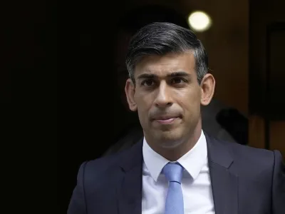 FILE - Britain's Prime Minister Rishi Sunak leaves 10 Downing Street to go to the House of Commons for his weekly Prime Minister's Questions in London, Wednesday, Sept. 6, 2023. Sunak has described American XL Bully dogs as a "danger to our communities" and announced plans to ban them following a public outcry after a series of recent attacks. (AP Photo/Kin Cheung, File)