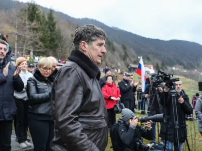 Borut Sajovic, slavnostni govornik poslanec Gibanja Svoboda.- 08.01.2023 - Dražgoše 2023 - osrednja slovesnost Po stezah partizanske Jelovice v spomin na 81. obletnico Dražgoške bitke, //FOTO: Bojan Velikonja