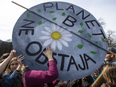 ﻿- simbolična fotografija - <br><br><br>- 15.03.2019 – Podnebni štrajk v Ljubljani - Mladi za podnebno pravičnost zahtevali odločno podnebno ukrepanje - protest za boljše okoljske razmere in razogljičenje Slovenije – protestni shod - podnebne spremembe - //FOTO: Matjaž Rušt
