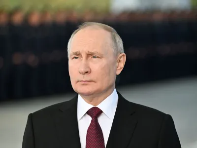 Russia's President Vladimir Putin attends an event dedicated to the 20th anniversary of the establishment of the Russian military base in the city of Kant, in Bishkek, Kyrgyzstan October 12, 2023. Sputnik/Pavel Bednyakov/Kremlin via REUTERS ATTENTION EDITORS - THIS IMAGE WAS PROVIDED BY A THIRD PARTY.
