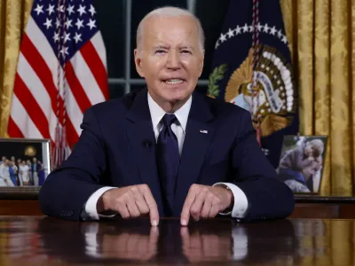 President Joe Biden speaks from the Oval Office of the White House Thursday, Oct. 19, 2023, in Washington, about the war in Israel and Ukraine. (Jonathan Ernst/Pool via AP)