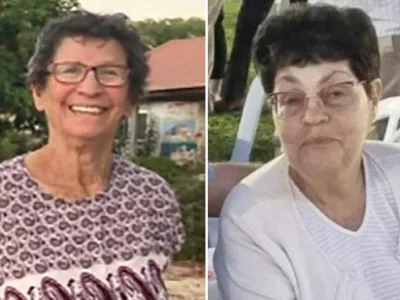 Yocheved Lifshitz, left, and Nurit Cooper, who were held as hostage by Palestinian Hamas militants, are seen in these undated handout photo combination. The International Committee of the Red Cross says Hamas militants have released both Lifshitz and Cooper it had been holding captive in the Gaza Strip. (Hostages and Missing Families Forum via AP)