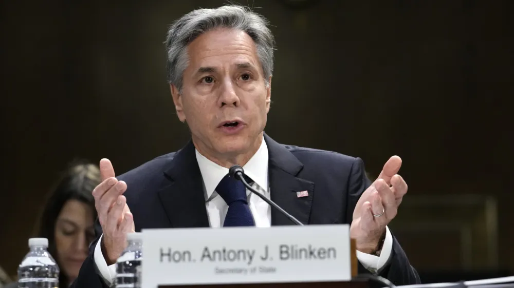 Secretary of State Antony Blinken appeals to the Senate Appropriations Committee that the United States should immediately send aid to Israel and Ukraine, at the Capitol in Washington, Tuesday, Oct. 31, 2023. (AP Photo/J. Scott Applewhite)