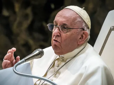 FILED - 04 January 2023, Vatican, Vatican City: Pope Francis speaks during the general audience at the Pope Paul VI Hall at the Vatican. Photo: Michael Kappeler/dpa