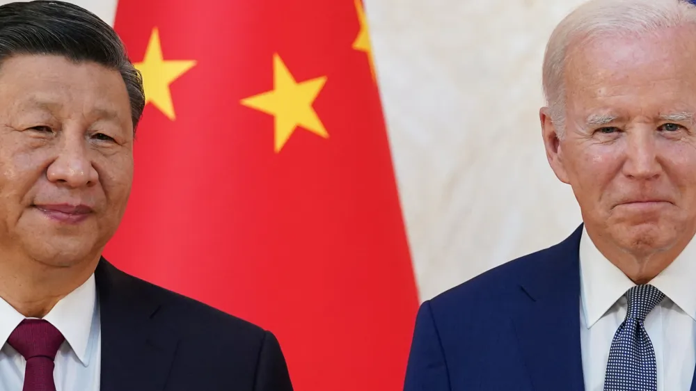 U.S. President Joe Biden meets with Chinese President Xi Jinping on the sidelines of the G20 leaders' summit in Bali, Indonesia, November 14, 2022. REUTERS/Kevin Lamarque