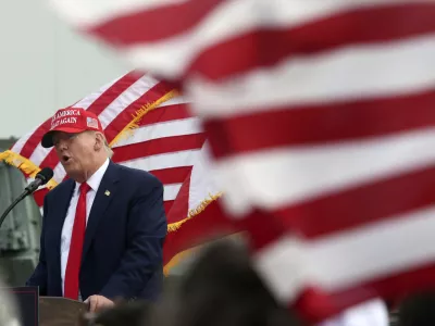 Republican presidential candidate and former President Donald Trump speaks to supporters after he was endorsed by Texas Gov. Greg Abbott at the South Texas International Airport, Sunday, Nov. 19, 2023, in Edinburg, Texas. (Delcia Lopez/The Monitor via AP, Pool)