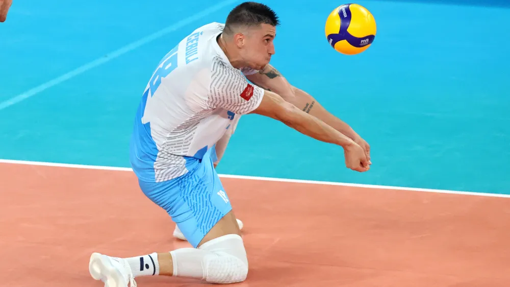 Ljubljana. Stožice. Odbojka. Svetovno prvenstvo v odbojki 2022. Klemen ČebuljSlovenija: FrancijaFoto: Robert Balen