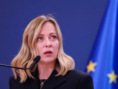 FILE PHOTO: Italian Prime Minister Giorgia Meloni speaks during a press conference in Belgrade, Serbia, December 3, 2023. REUTERS/Zorana Jevtic/File Photo