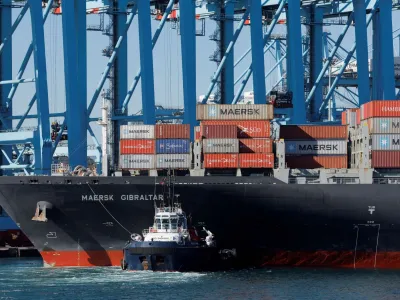 FILE PHOTO: Containers are seen on the Maersk's container ship Maersk Gibraltar at the APM Terminals in the port of Algeciras, Spain January 19, 2023. REUTERS/Jon Nazca/File Photo