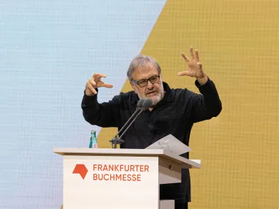 Nemcija, Frankfurt.<br>Uradno odprtje Frankfurtskega knjiznega sejma 2023.<br>Slovenski filozof Slavoj Zizek.