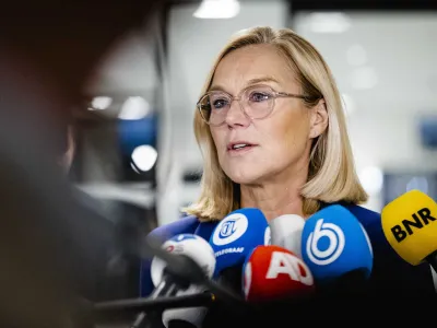 ﻿16 September 2021, Netherlands, The Hague: Sigrid Kaag, Foreign Minister of the Netherlands, speaks to journalists. Kaag resigned after harsh parliamentary criticism of the failed Afghanistan evacuation. Photo: Sem Van Der Wal/ANP/dpa