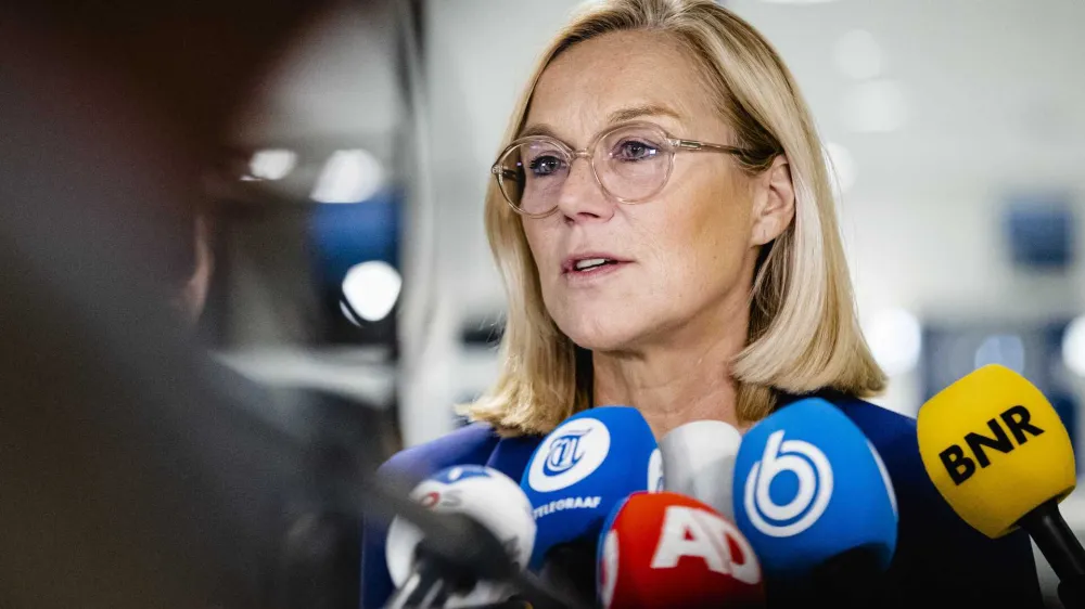 ﻿16 September 2021, Netherlands, The Hague: Sigrid Kaag, Foreign Minister of the Netherlands, speaks to journalists. Kaag resigned after harsh parliamentary criticism of the failed Afghanistan evacuation. Photo: Sem Van Der Wal/ANP/dpa