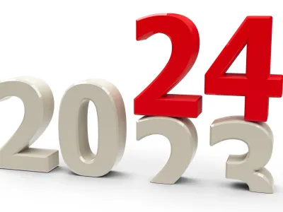 2023-2024 change represents the new year 2024, three-dimensional rendering, 3D illustration