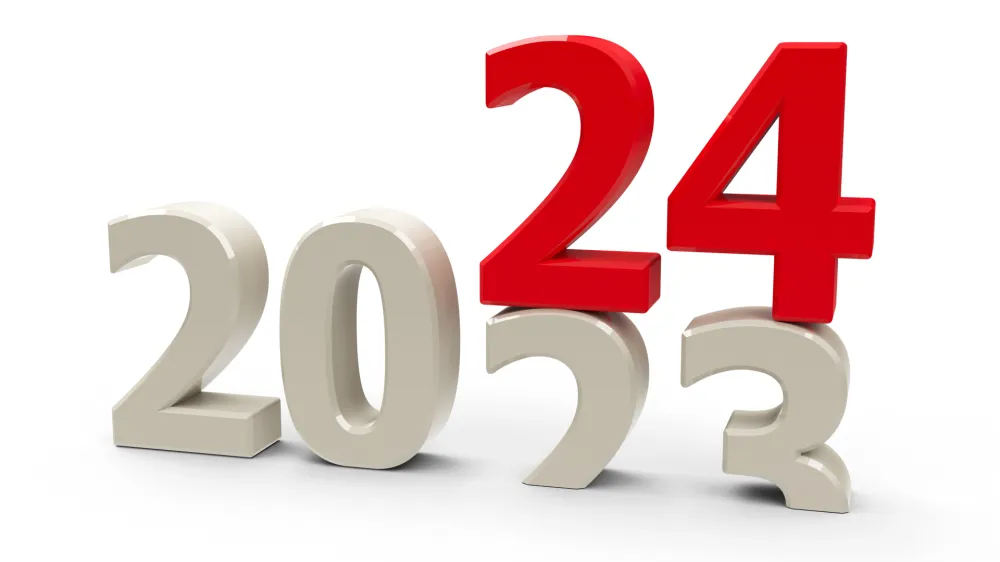 2023-2024 change represents the new year 2024, three-dimensional rendering, 3D illustration