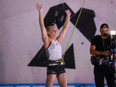 - Janja Garnbret, zmagovalka.- 10.09.2023. Finale Svetovnega pokala v težavnostnem športnem plezanju Koper 2023.//FOTO: Bojan Velikonja