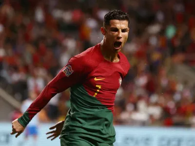 FILE PHOTO: Soccer Football - UEFA Nations League - Group B - Portugal v Spain - Estadio Municipal de Braga, Braga, Portugal - September 27, 2022 Portugal's Cristiano Ronaldo reacts REUTERS/Pedro Nunes/File Photo