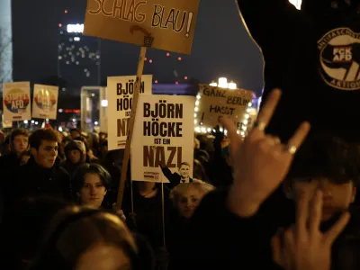 17 January 2024, Berlin: People demonstrate against the right wing in front of the Rotes Rathaus. The occasion is Correctiv's research into the meeting of AfD and CDU politicians with right-wing extremists in Potsdam. Photo: Carsten Koall/dpa