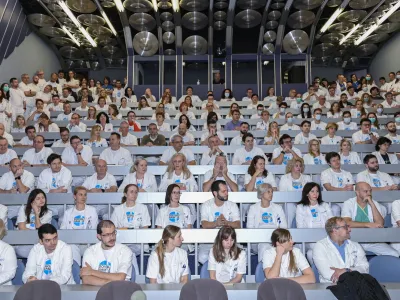  - 09.01.2024 – opozorilna stavka zdravnikov in zobozdravnikov - zdravniki in zobozdravniki zaradi neuresničenih zavez vlade iz že sklenjenih sporazumov opozorilno stavkali. protest //FOTO: Nik Erik Neubauer 