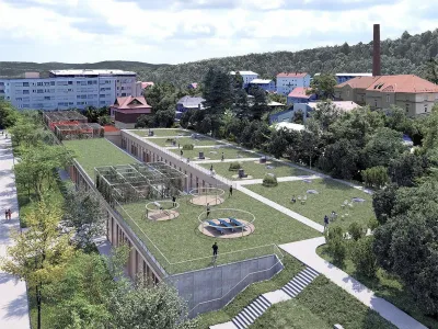 Pogled na urbani zbirni center, katerega del bosta center ponovne uporabe in delavnica za ročno izdelavo papirja. Foto: Gužič Trplan