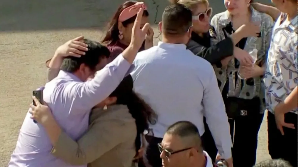 Evacuated parishoners react outside television evangelist Joel Osteen's Lakewood Church after a shooting incident in Houston, Texas, U.S. February 11, 2024 in a still image from video. Courtesy ABC affiliate KTRK via REUTERS.   NO RESALES. NO ARCHIVES. MANDATORY CREDIT