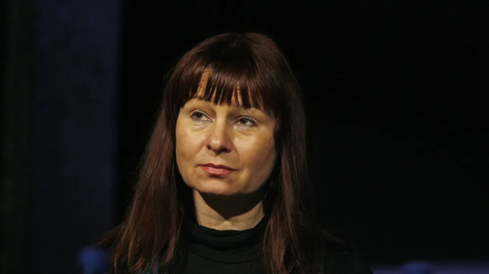 glavna igralka Violeta Tomič- novinarska konferenca pred premiero monodrame Kurba v režiji Marka Bulca po besedilu hrvaške pisateljice Vedrane Rudan;//FOTO: Luka Cjuha