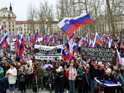 21.03.2024<br>shod v organizaciji SDS - proti politiki Golobove vlade<br>Kongresni trg, Ljubljana<br><br>Foto Jaka Gasar<br><br>