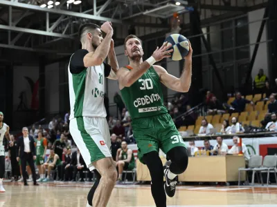 Zoran Dragić- 17.2.2024 - Finale košarkarskega pokala Spar; Olimpija: Krka, Kodeljevo. // FOTO: Nik Erik Neubauer