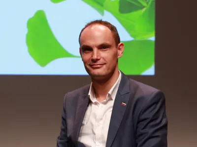 Ljubljana, Cankarjev dom.<br>Uradni zakljucek festivala F3ZO s soocenjem predsedniskih kandidatov.<br>Predsedniski kandidat Anze Logar. / Foto: Nace Hocevar/sta