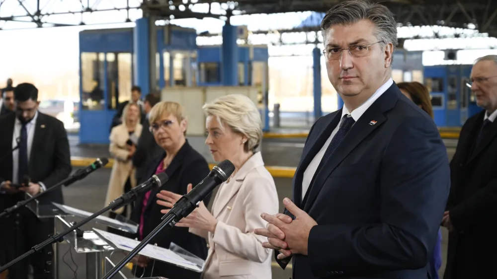 predsednik Vlade Republike Hrva&scaron;ke Andrej Plenković- 1.1.2023 &ndash; Vstop Hrva&scaron;ke v schengensko in evrsko območje.//FOTO: Nik Erik Neubauer