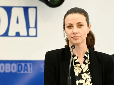 Gibanje SvobodaIrena JovevaAleksander Merlo- 6.04.2024 – 1. festival SVOBODE, Zbilje.  //FOTO: Nik Erik Neubauer