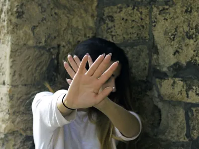 ﻿woman says stop. Stop Gesture. Human Hand, Women, Domestic Violence, Only Women, Conflict. Stay Away. Sexual Assault, Women, Harassment, Violence