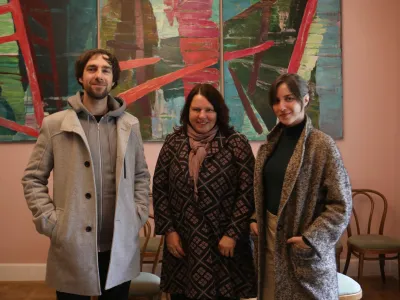 25.04.2024 - nominacije za Cankarjevo nagrado, Denis Škofic,Mateja Pezdir Bartol,Pia PrezeljFoto: Tomaž Skale