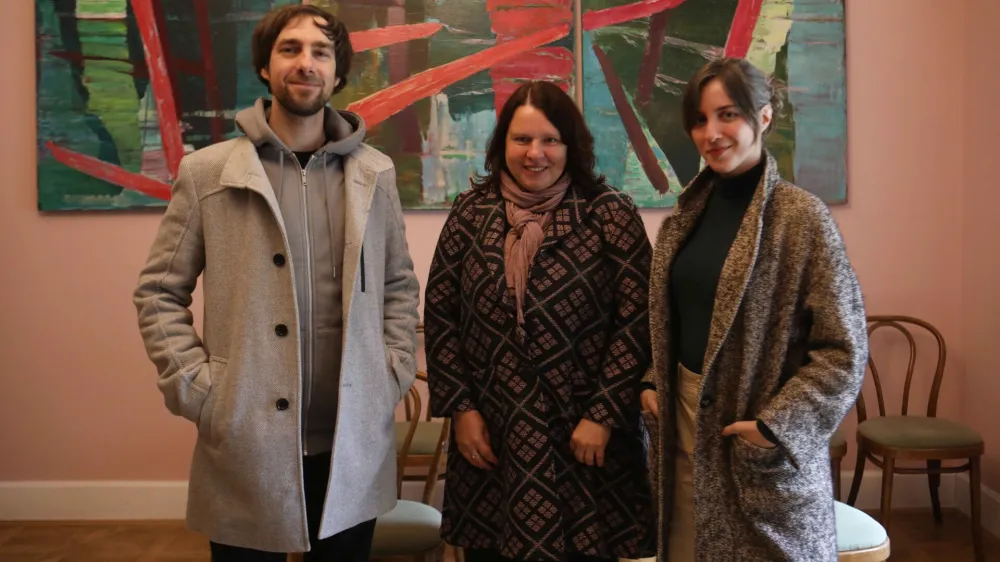 25.04.2024 - nominacije za Cankarjevo nagrado, Denis Škofic,Mateja Pezdir Bartol,Pia PrezeljFoto: Tomaž Skale