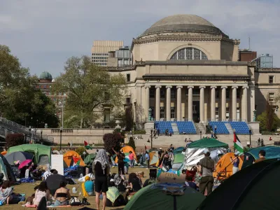 Students continue to maintain a protest encampment at Columbia University in support of Palestinians, during the ongoing conflict between Israel and the Palestinian Islamist group Hamas, in New York City, U.S., April 28, 2024. REUTERS/Caitlin Ochs