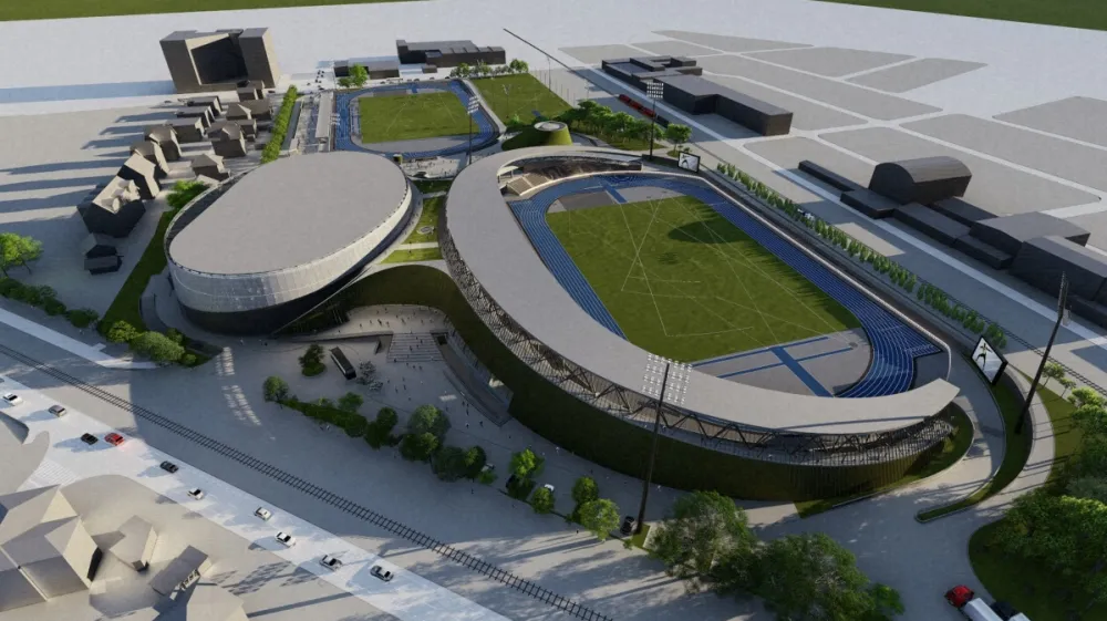 Atletski center Ljubljana projektira arhitekturni biro Fin ars, ki je leta 2017 zmagal na projektnem natečaju. Vir: Mestna občina Ljubljana