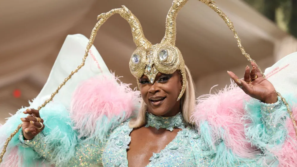 J. Harrison Ghee poses at the Met Gala, an annual fundraising gala held for the benefit of the Metropolitan Museum of Art's Costume Institute with this year's theme 'Sleeping Beauties: Reawakening Fashion' in New York City, New York, U.S., May 6, 2024. REUTERS/Andrew Kelly