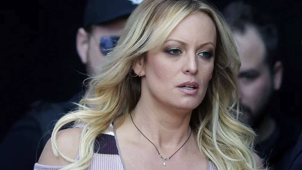 FILE - Stormy Daniels arrives at an event in Berlin, on Oct. 11, 2018. Witness testimony in Donald Trump's hush money trial is set to move forward again and all eyes are on who will be called next. An attorney for Stormy Daniels says the porn actor is expected to appear as a witness on Tuesday. (AP Photo/Markus Schreiber, File)