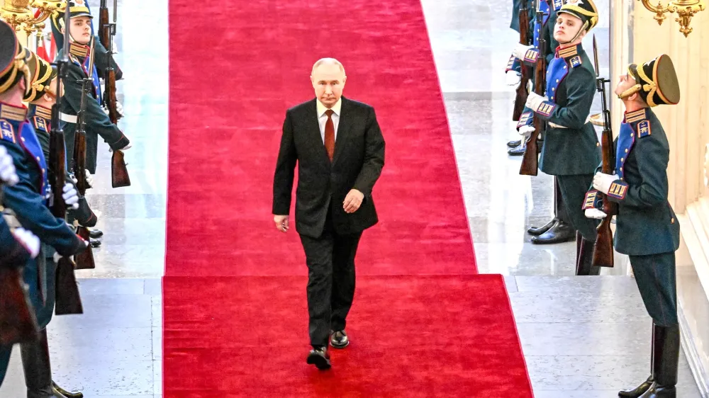 HANDOUT - 07 May 2024, Russia, Moscow: Russian President Vladimir Putin arrives to attend his inauguration ceremony as President of the Russian Federation in the Kremlin. Photo: -/Kremlin/dpa - ATTENTION: editorial use only and only if the credit mentioned above is referenced in full