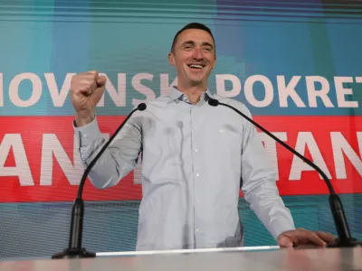 17.04.2024., Zagreb - Docek izbornih rezultata za Hrvatski saboru u stozeru Domovinskog pokreta, Prava i pravde, Bloka za Hrvatsku (BLOK) i Agramera - Nezavisne liste u hotelu International. Ivan Penava Photo: Robert Anic/PIXSELL