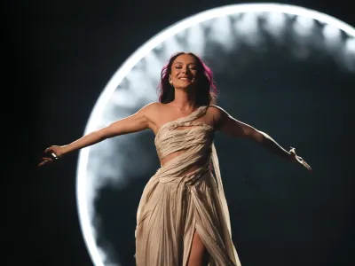 Eden Golan of Israel performs the song Hurricane during the second semi-final at the Eurovision Song Contest in Malmo, Sweden, Thursday, May 9, 2024. (AP Photo/Martin Meissner)