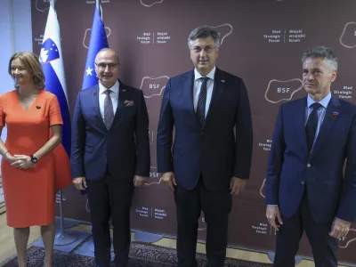 Tanja Fajon, Gordan Grlič Radman, Andrej Plenkovič, Robert Golob- 28.08.2023 - Strateški forum Bled //FOTO: Jaka Gasar