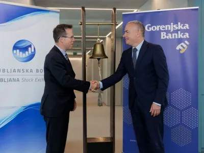 Predsednik uprave Gorenjske banke Mario Henjak in predsednik Ljubljanske borze Aleš Ipavec.