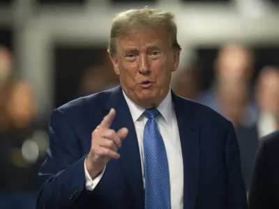 FILE - Former President Donald Trump speaks to reporters at Manhattan criminal court in New York, Monday, May 20, 2024. (Steven Hirsch/New York Post via AP, Pool, file)
